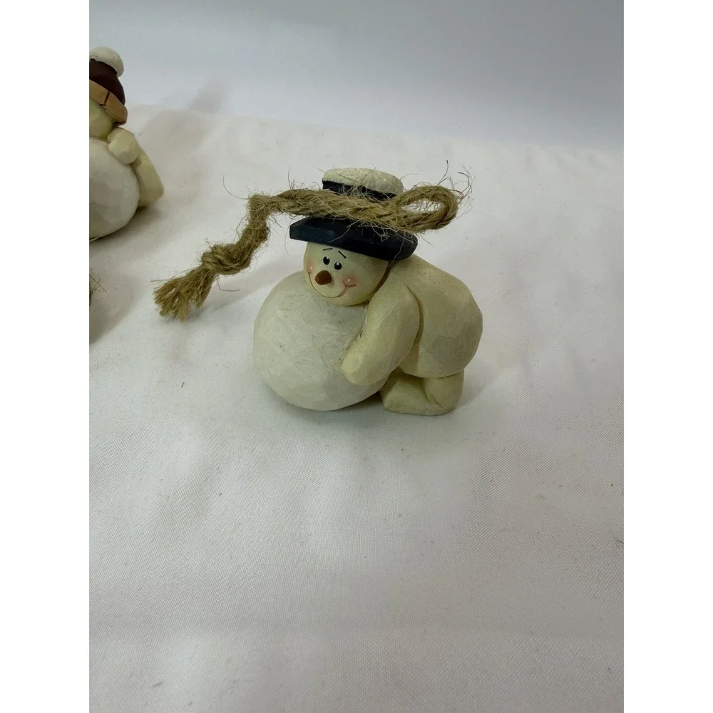 Set of 4 CMI/Henton Christmas Ornament Snowmen Rolling Snowball